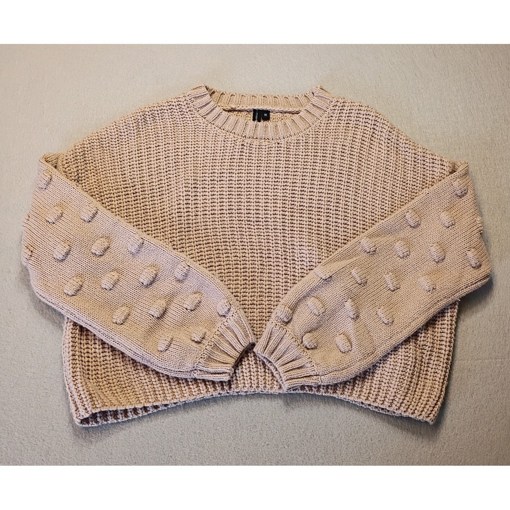 Moon & Madison Sweater Women's Medium Cropped Knit‎ Pullover Textured Boho